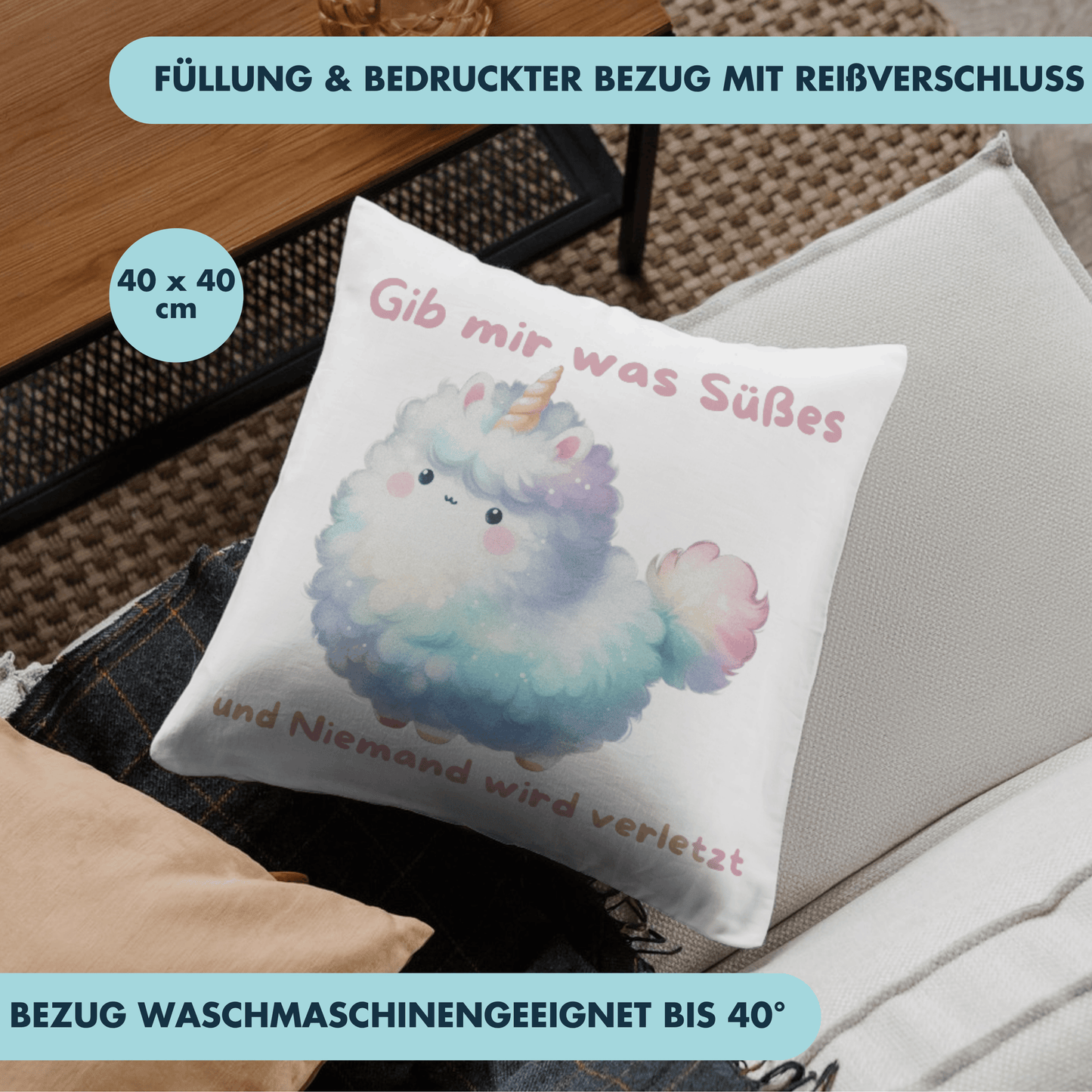 Gib Mir was Süßes Und Niemand Wird Verletzt Süß Deko Kissen