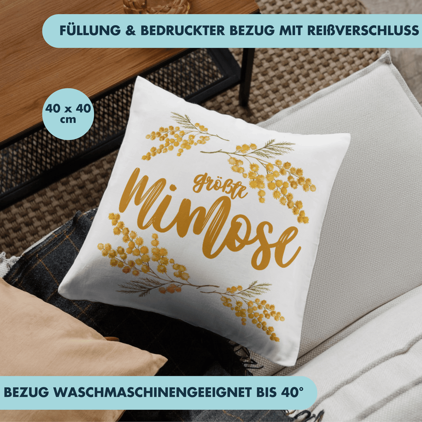 Größte Mimose Selbstironie Deko Kissen