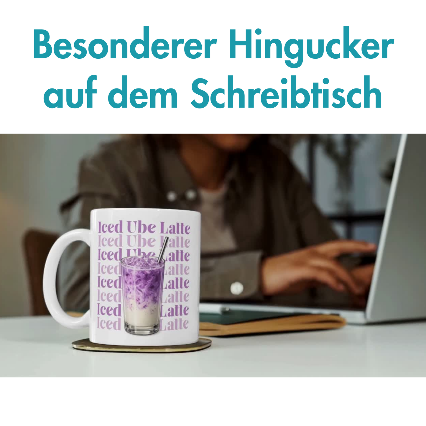 Iced Ube Latte Kaffee Tasse