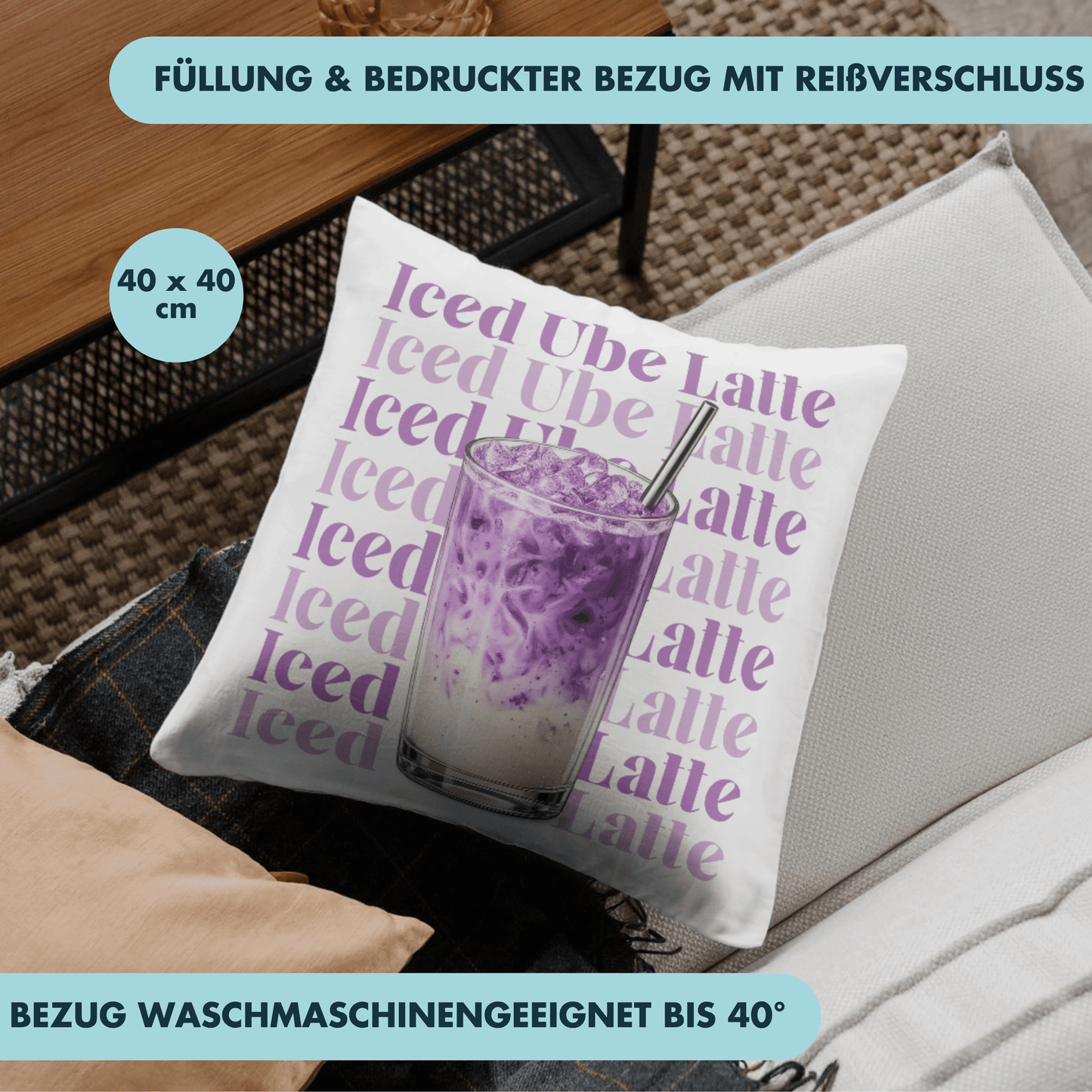 Iced Ube Latte Deko Kissen