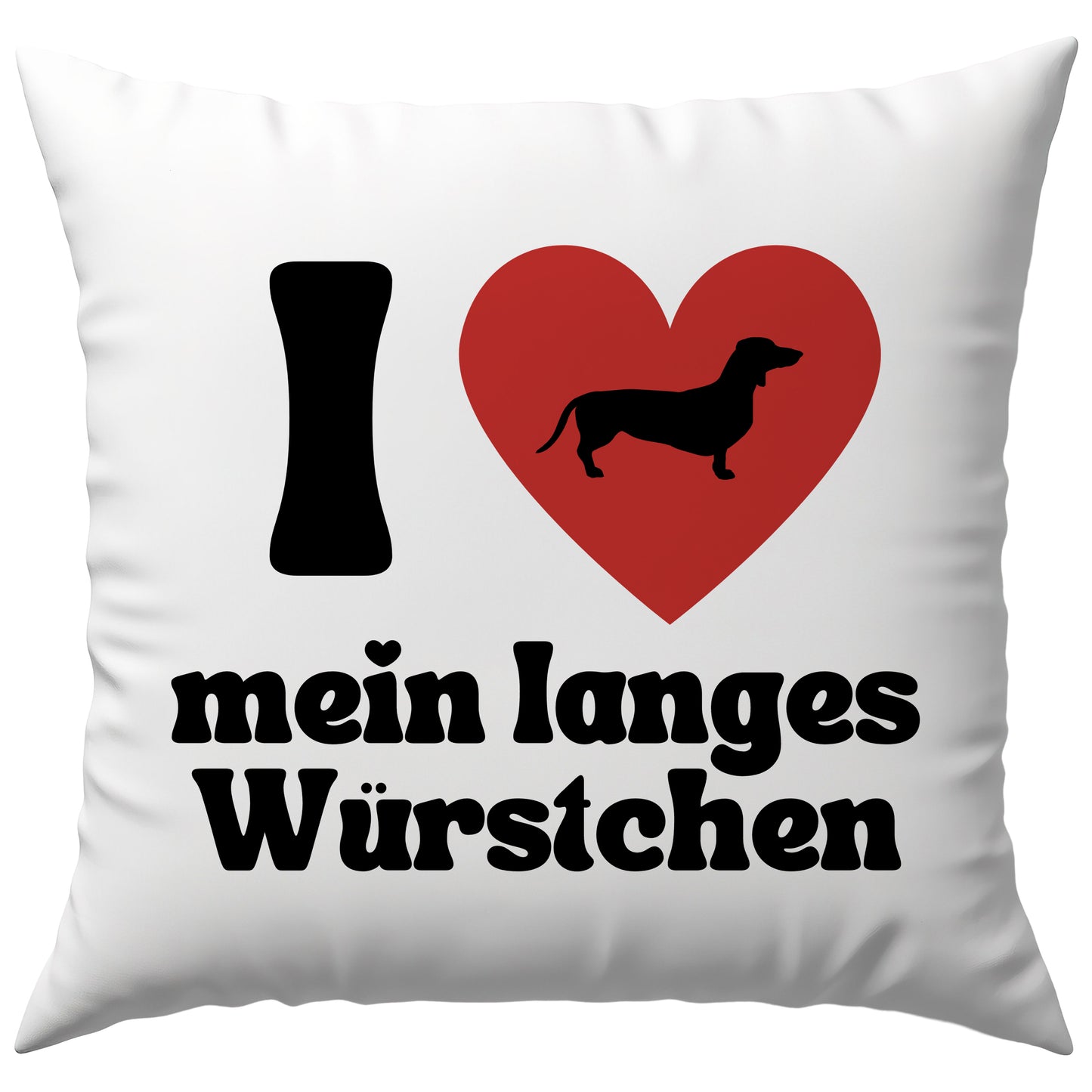 I Love Heart Mein Langes Würstchen Dackel Deko Kissen