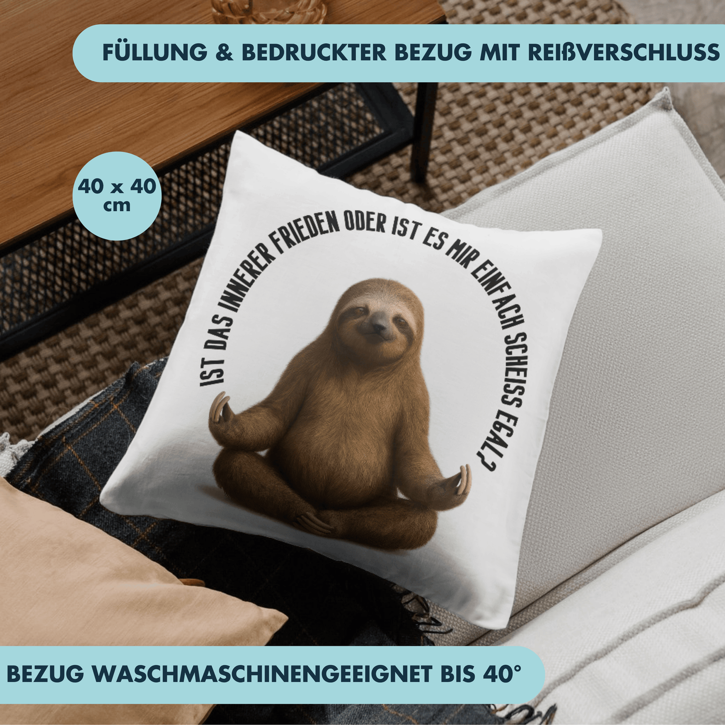 Ist Das Innerer Frieden Oder Ist Es Mir Einfach Scheiss Egal? Deko Kissen