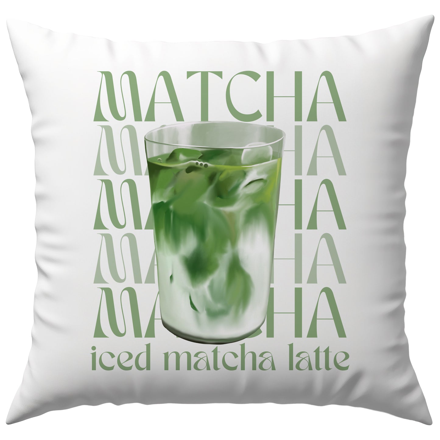 Iced Matcha Latte Trendgetränk Aesthetic Deko Kissen