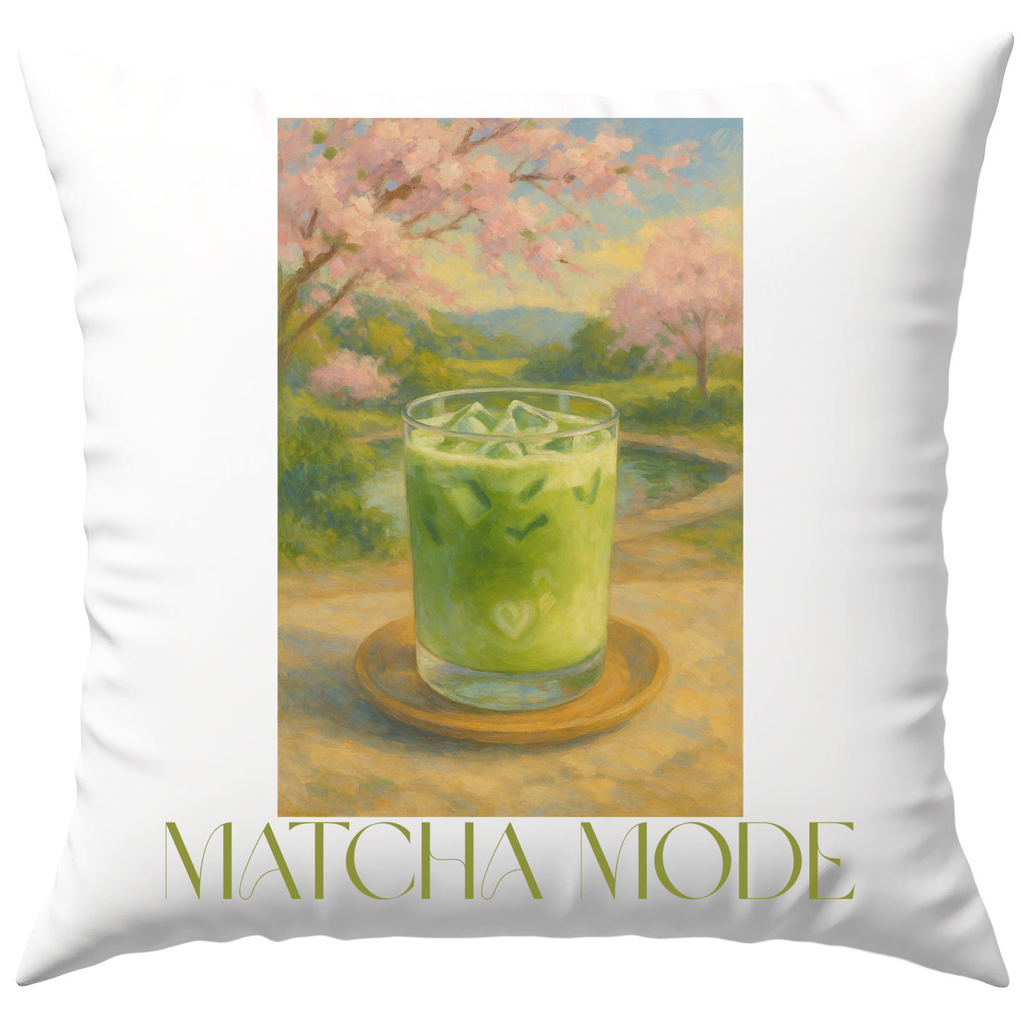 Matcha Mode Iced Latte Kunst Deko Kissen