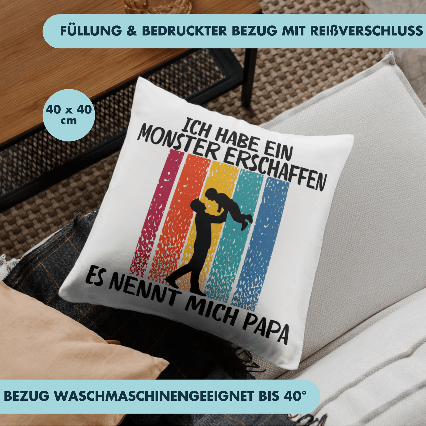 Ich Habe Ein Monster Erschaffen Es Nennt Mich Papa Kind Vater Vatertag Deko Kissen