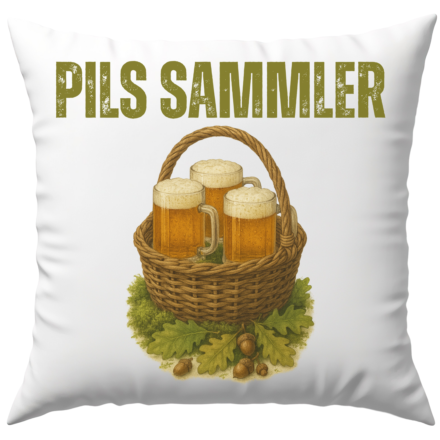 Pils Sammler Bier Pilz Wortspiel Deko Kissen