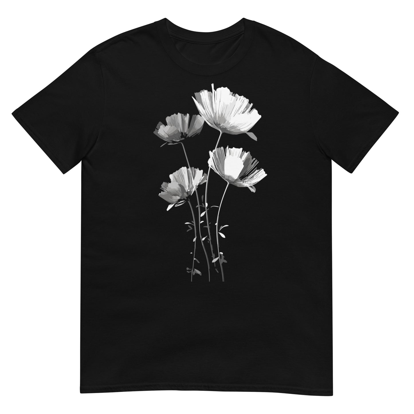 Monochrome Blumen T-Shirt
