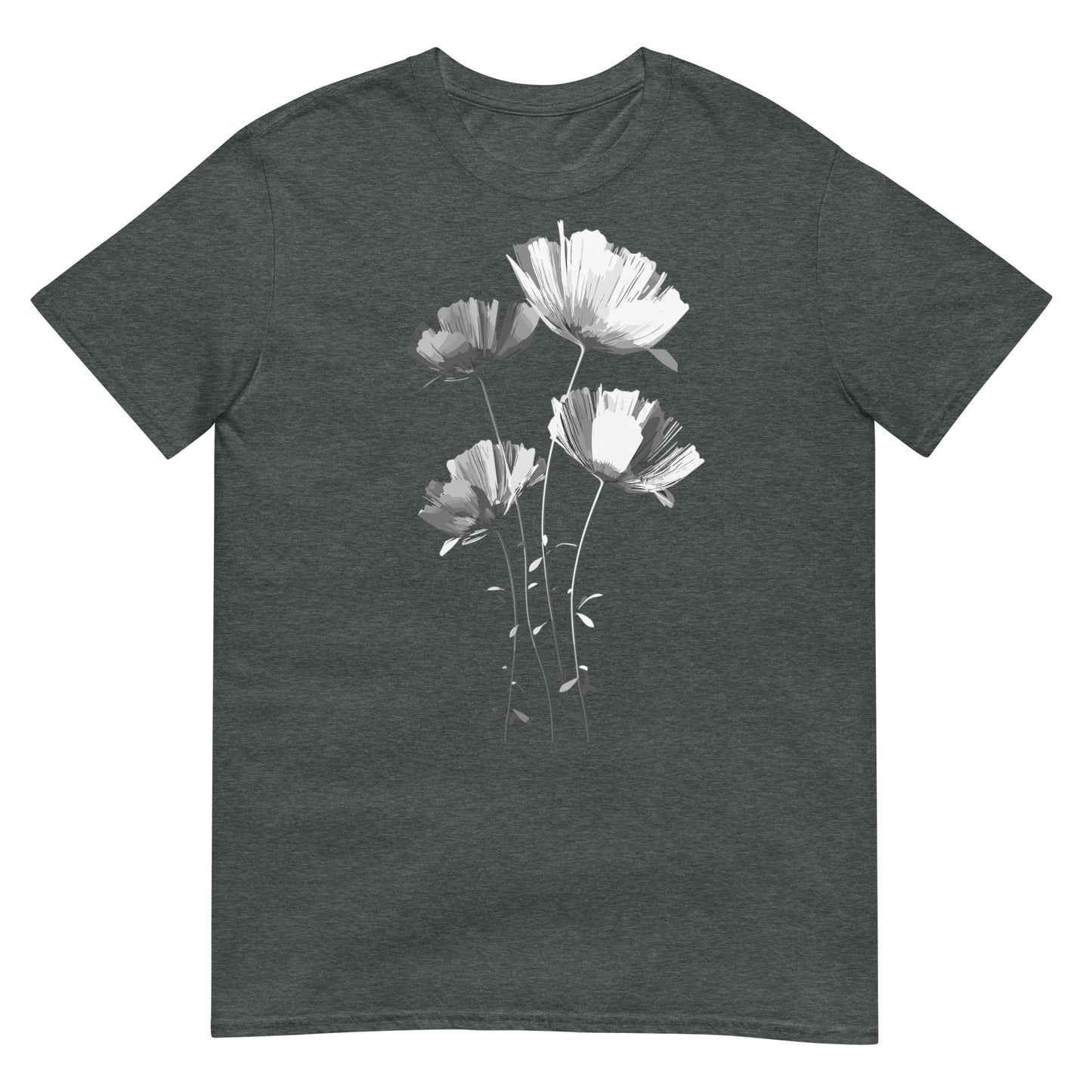 Monochrome Blumen T-Shirt