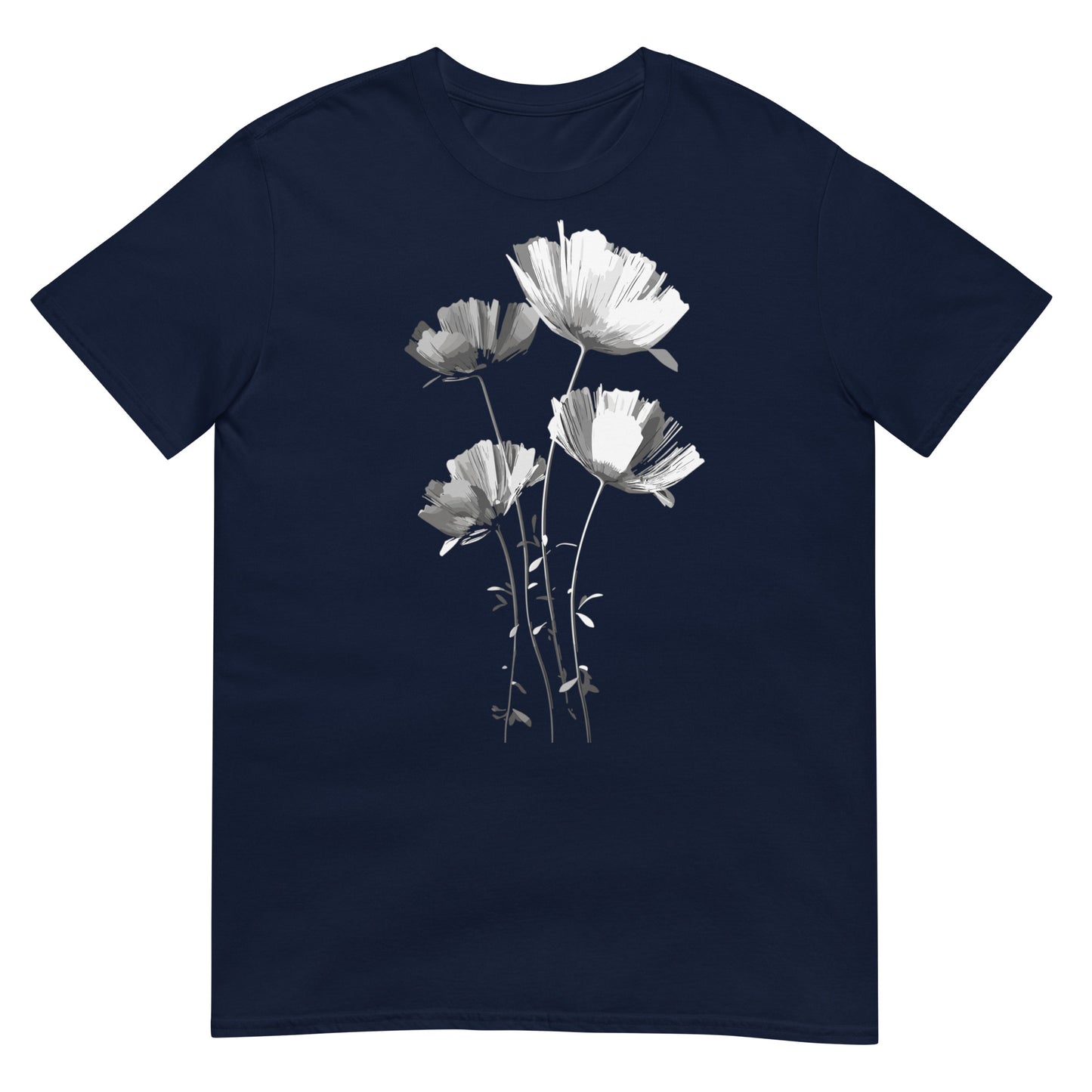 Monochrome Blumen T-Shirt