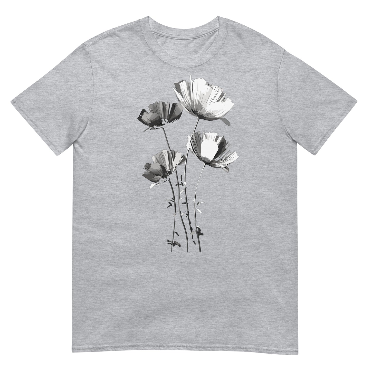 Monochrome Blumen T-Shirt