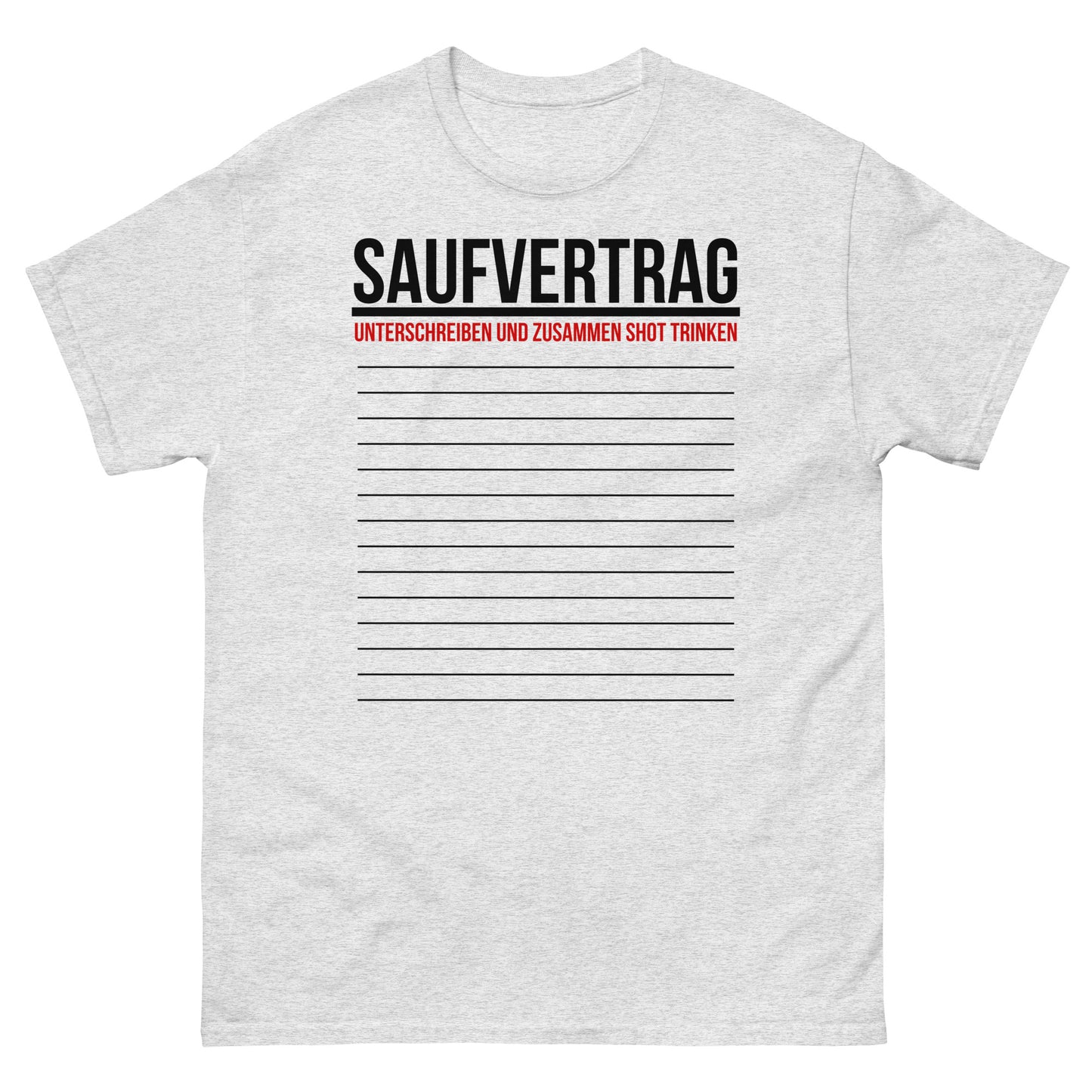 Saufvertrag Anwesenheitsliste Unterschrift T-Shirt