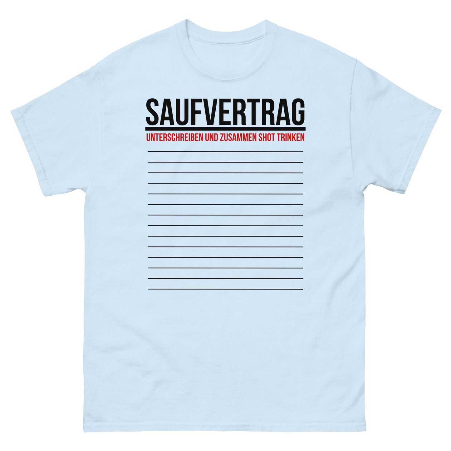 Saufvertrag Anwesenheitsliste Unterschrift T-Shirt