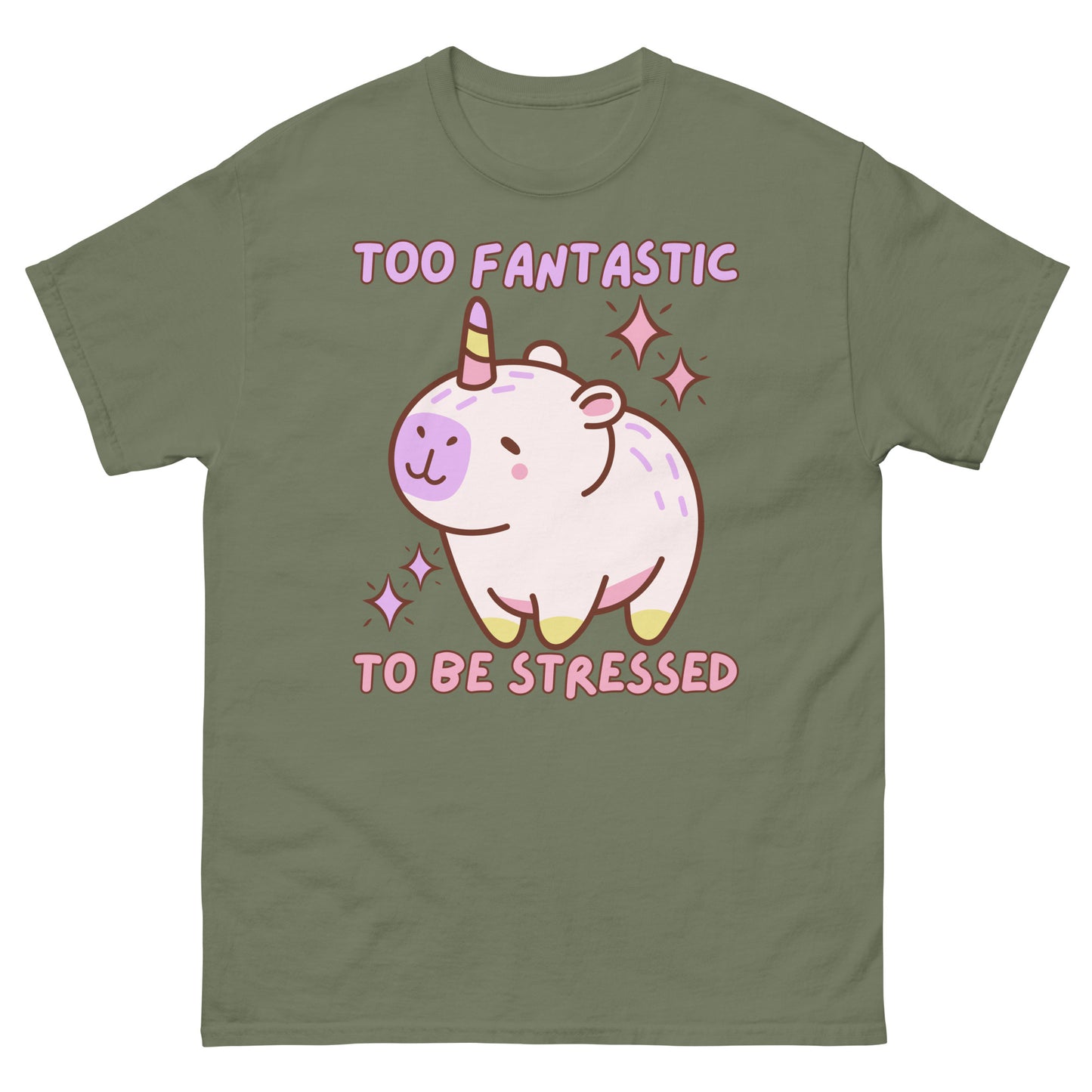 Too Fantastic To Be Stressed Capybara Einhorn T-Shirt