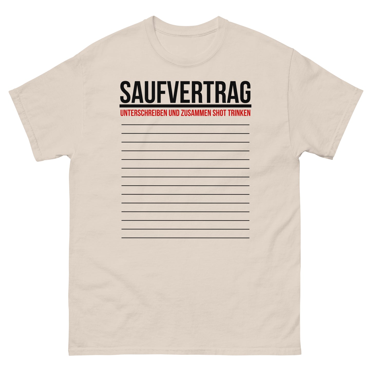 Saufvertrag Anwesenheitsliste Unterschrift T-Shirt