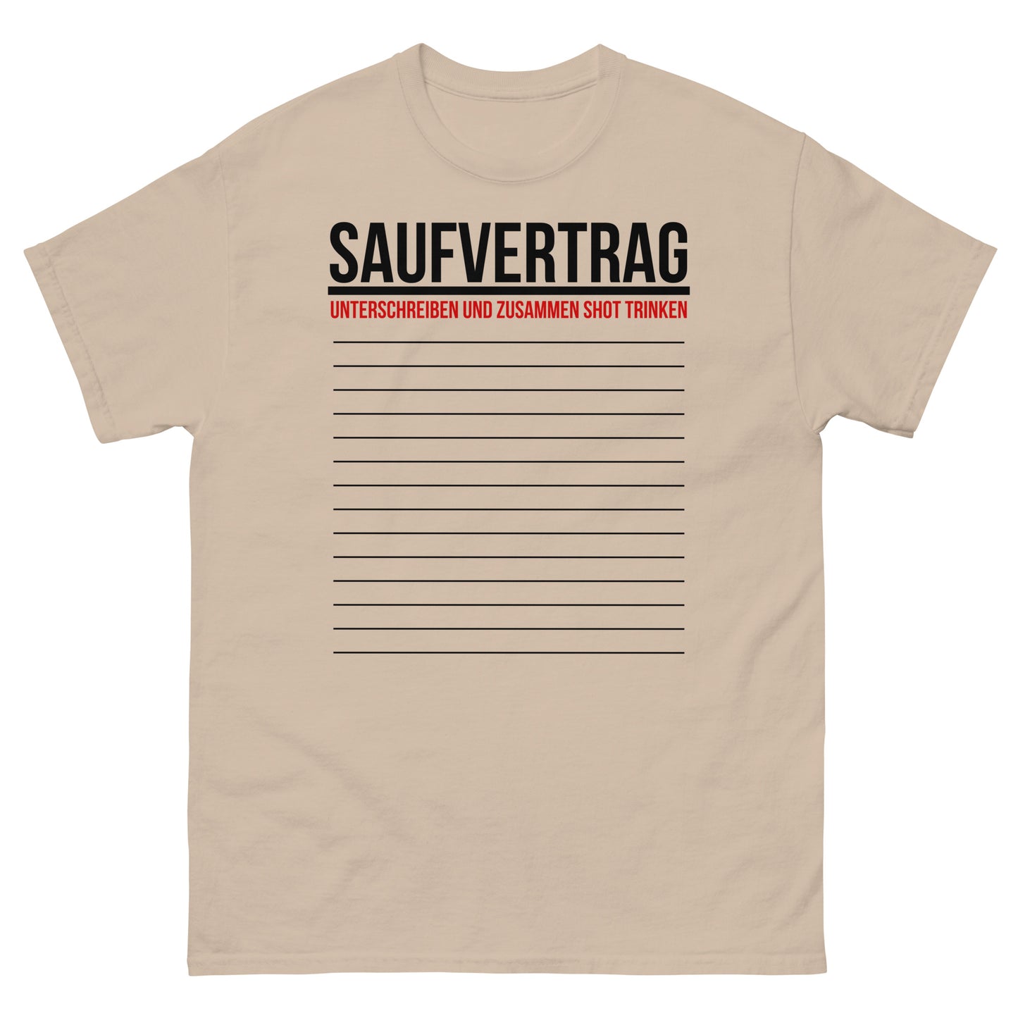 Saufvertrag Anwesenheitsliste Unterschrift T-Shirt
