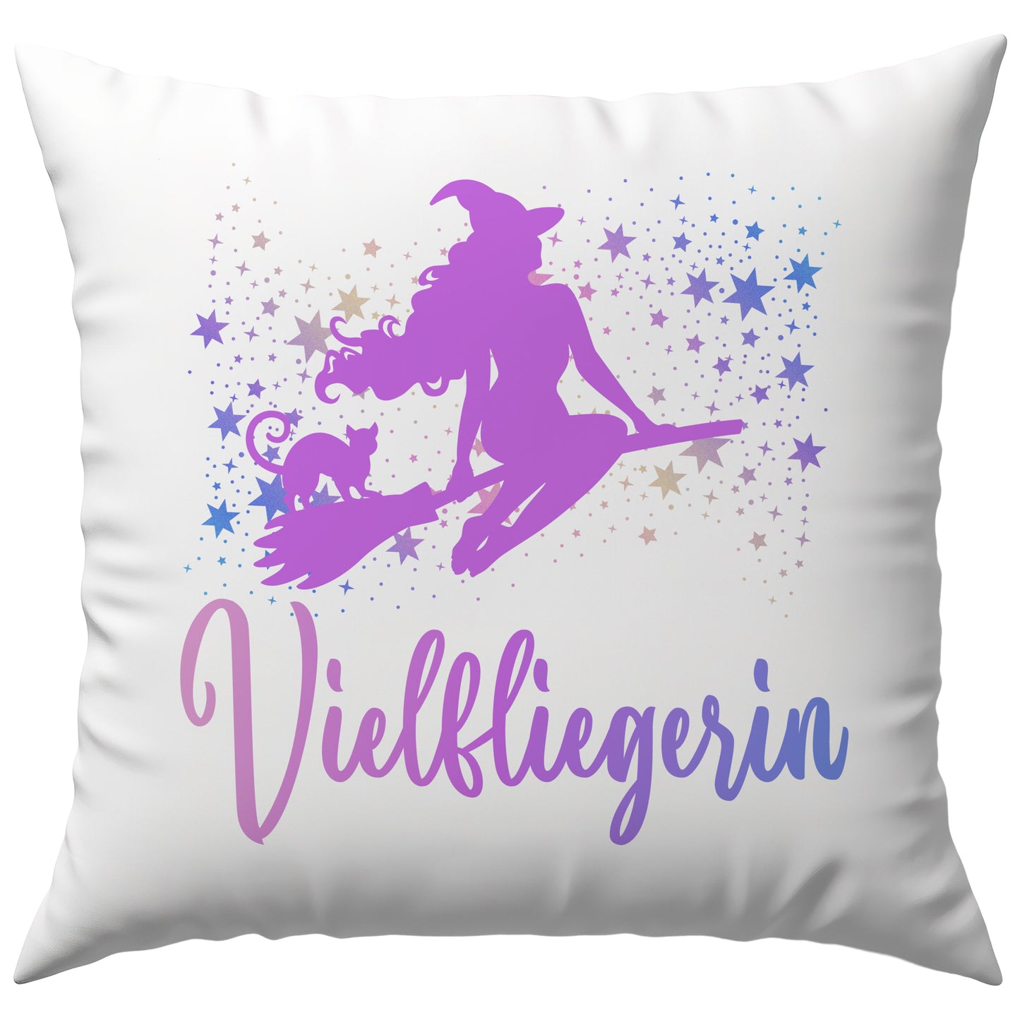 Vielfliegerin Hexe Besen Deko Kissen
