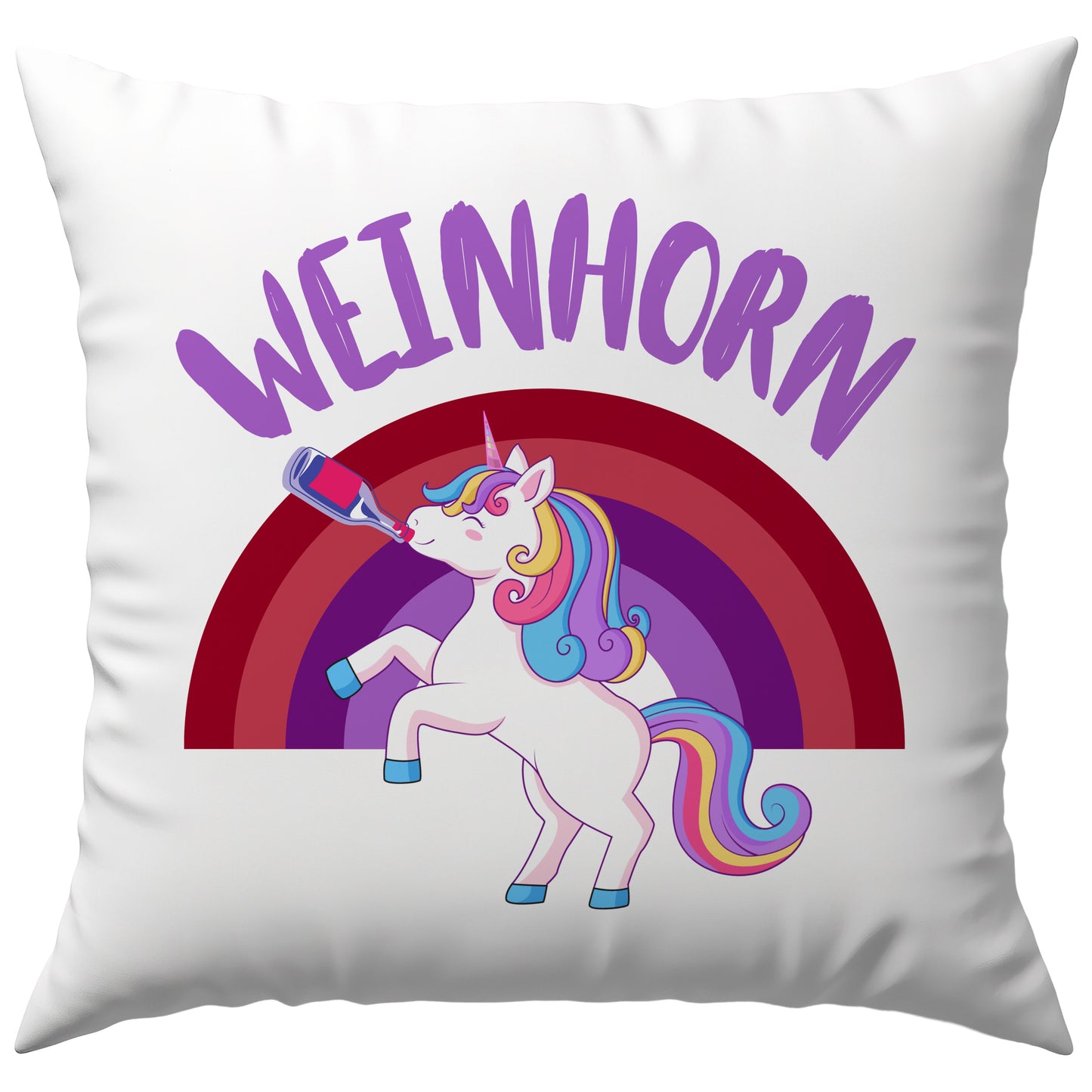 Weinhorn Wein Einhorn Wortspiel Deko Kissen