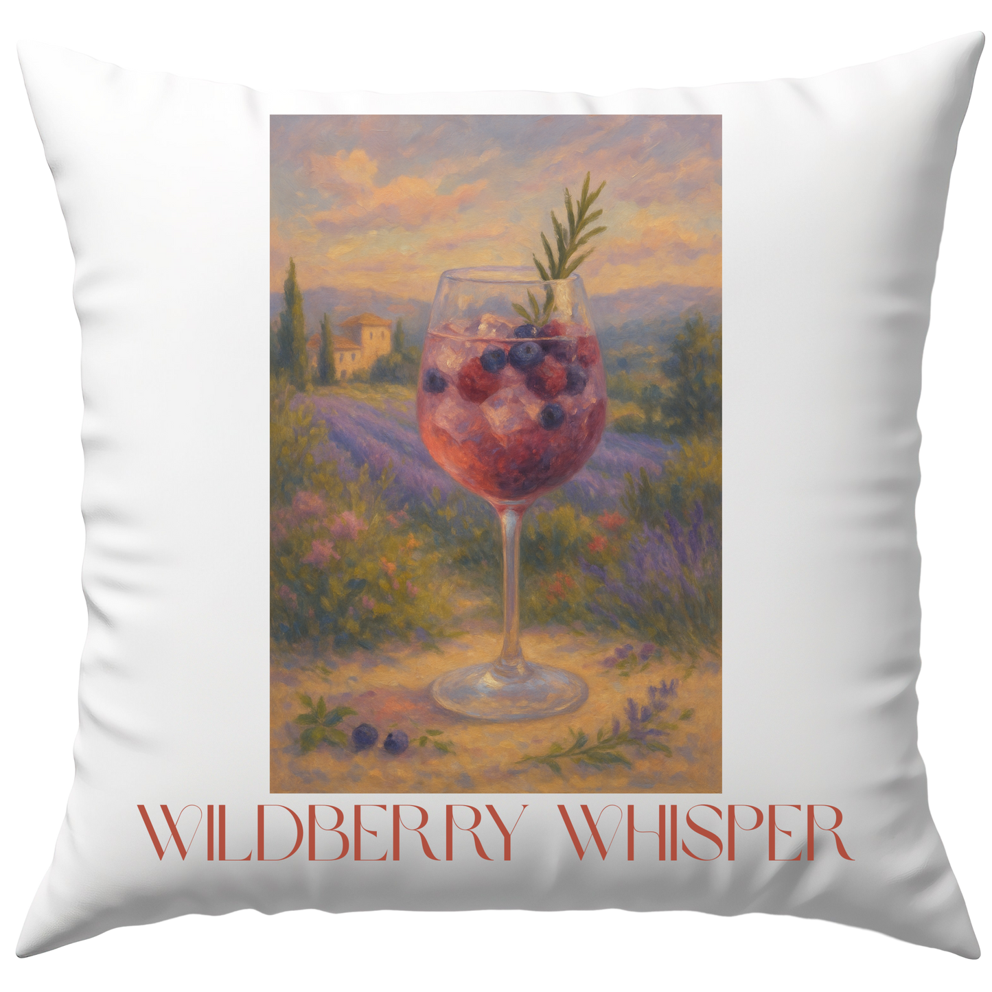 Wildberry Whisper Cocktail Kunst Deko Kissen