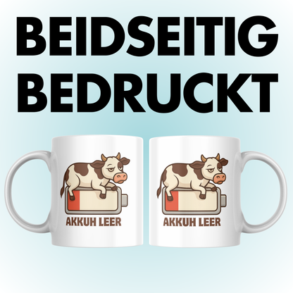 Akkuh Leer Kuh Akku Wortspiel Kaffee Tasse