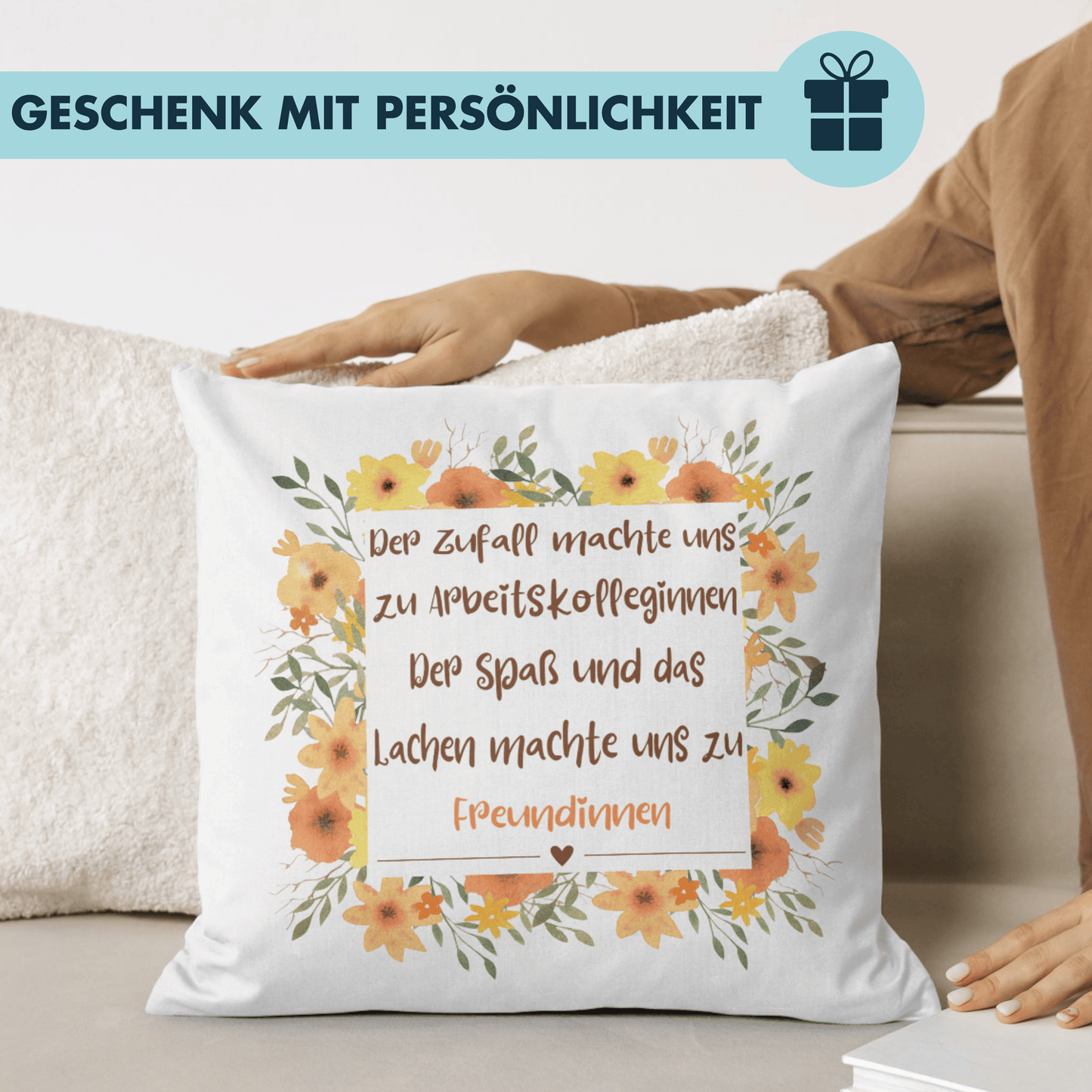 Der Zufall Machte Uns Zu Arbeitskolleginnen Der Spaß Und Das Lachen Machte Uns Zu Freundinnen Deko Kissen
