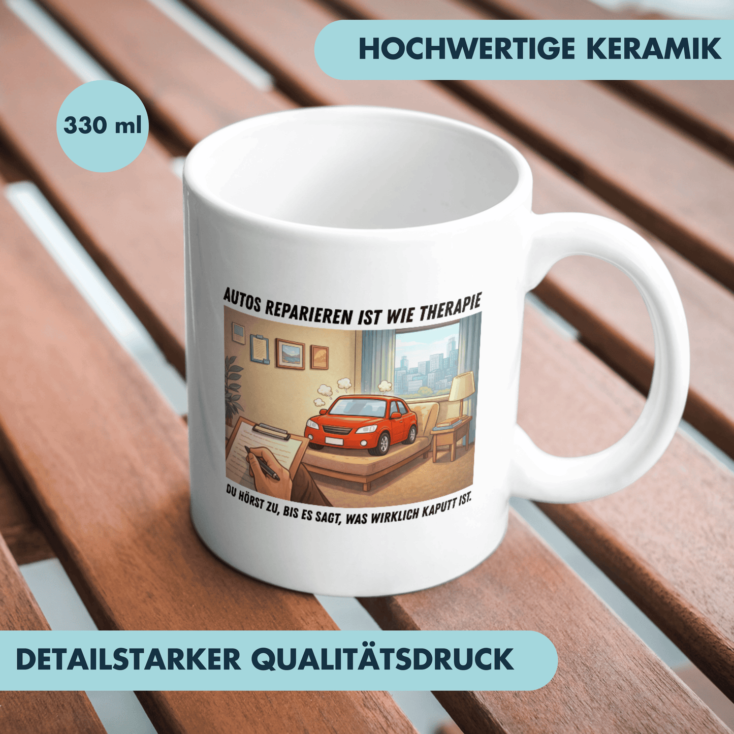 Autos Reparieren Ist Wie Therapie KFZ-Mechatroniker Kaffee Tasse