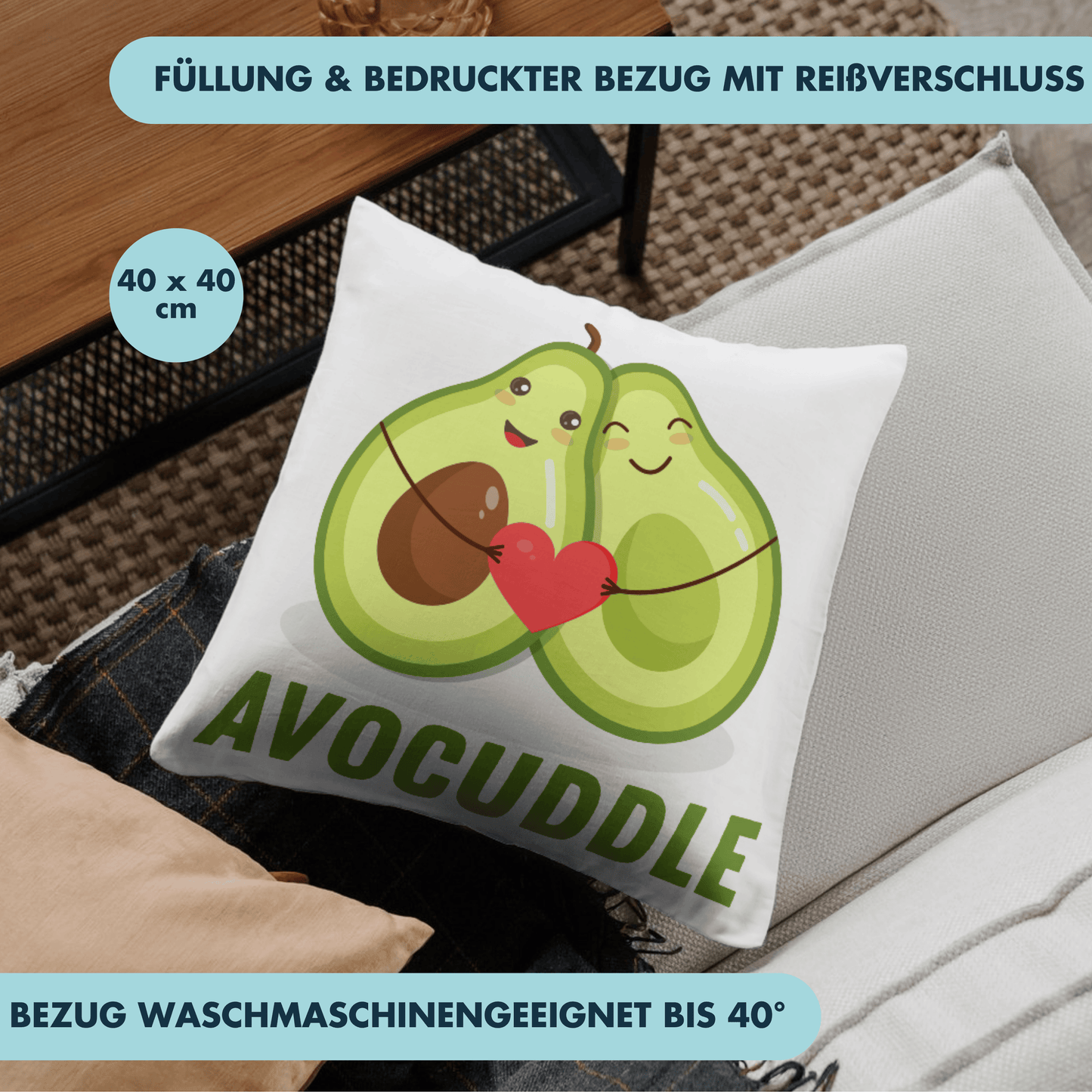 Avocuddle Avocado Liebe Deko Kissen