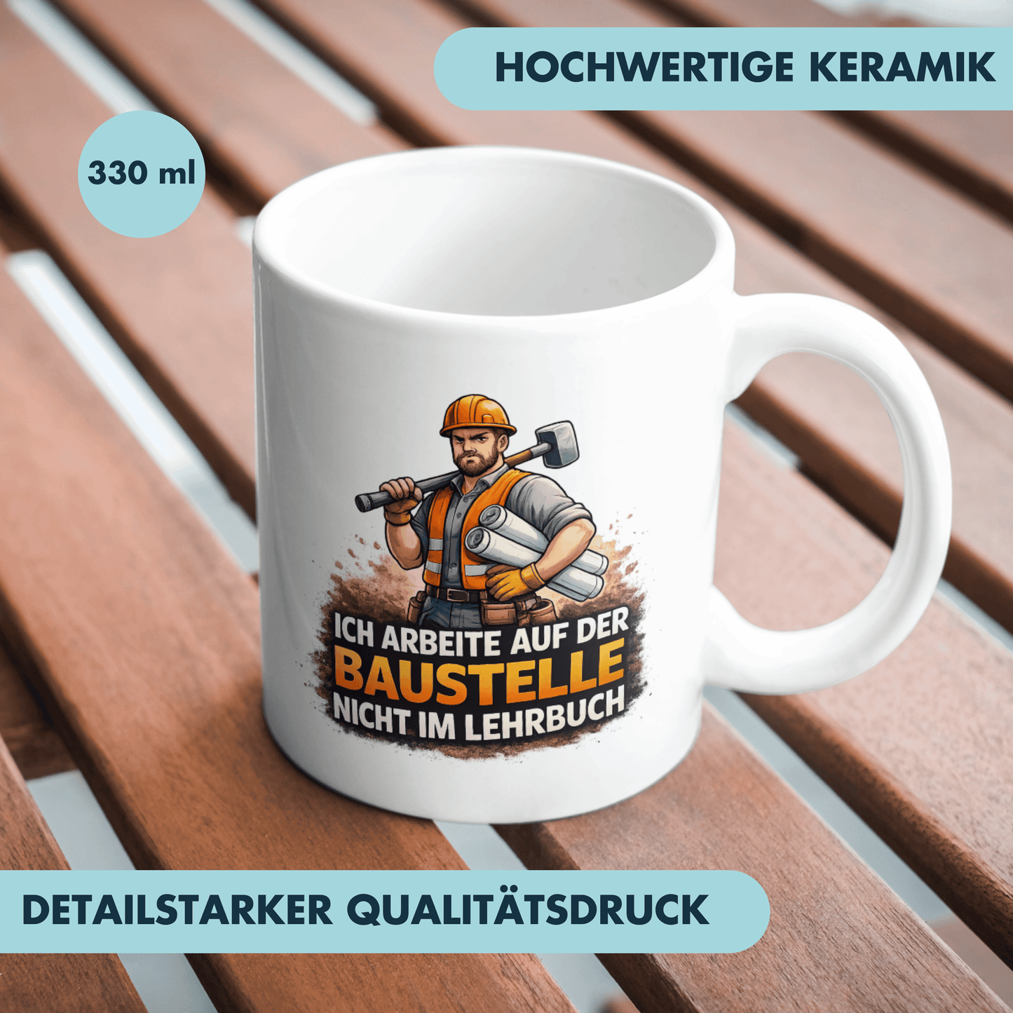 Ich Arbeite Auf Der Baustelle Nicht Im Lehrbuch Spruch Kaffee Tasse