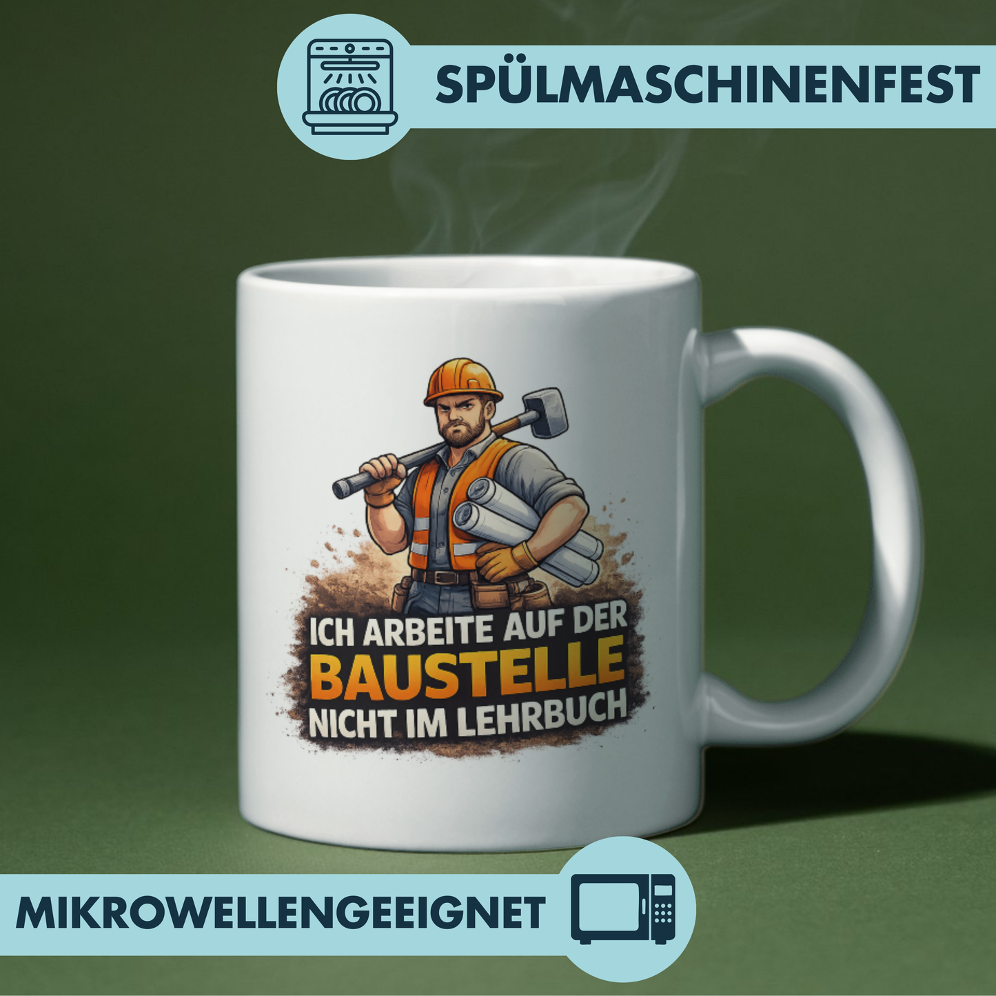 Ich Arbeite Auf Der Baustelle Nicht Im Lehrbuch Spruch Kaffee Tasse