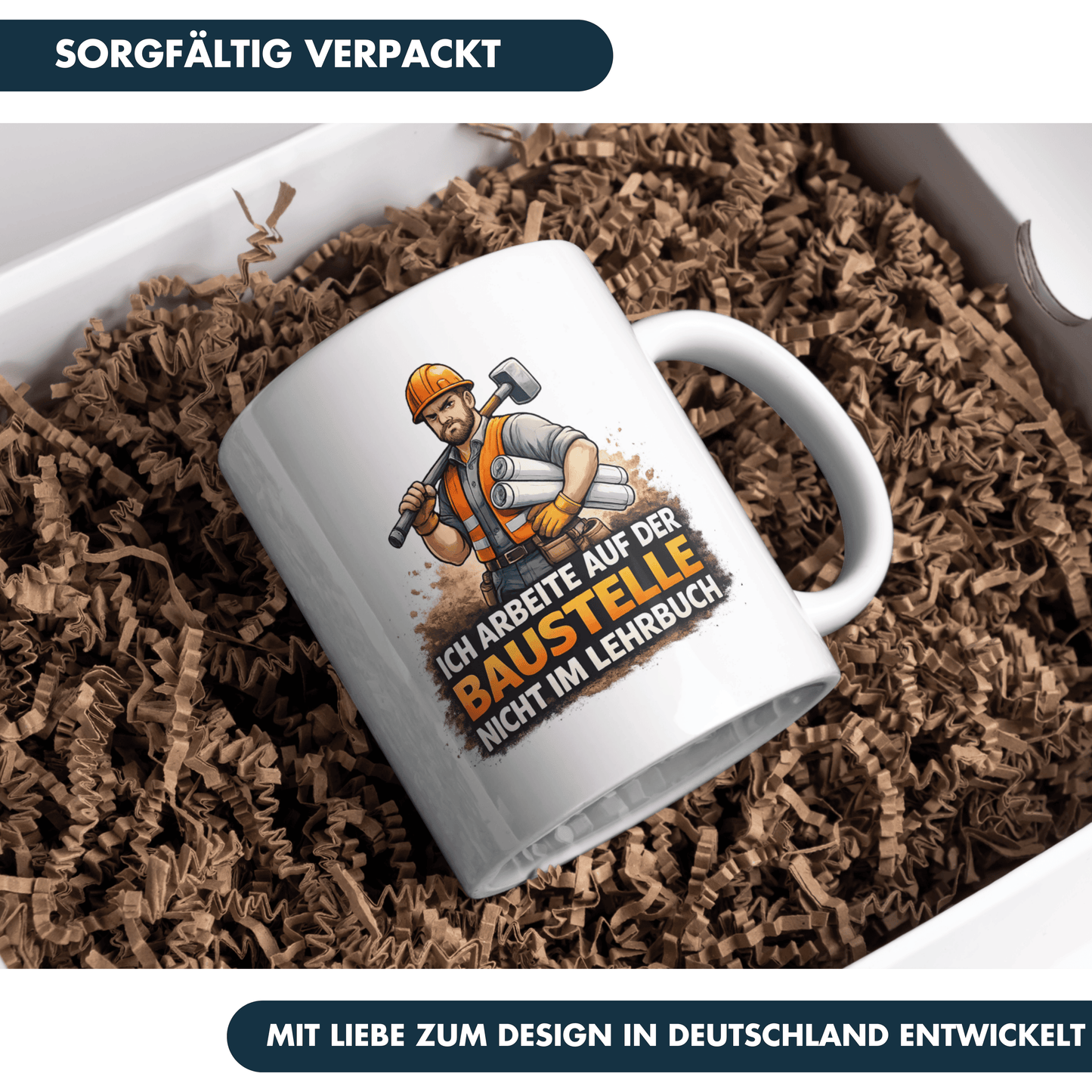 Ich Arbeite Auf Der Baustelle Nicht Im Lehrbuch Spruch Kaffee Tasse