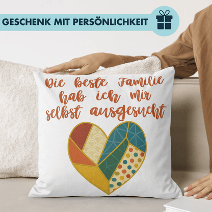 Die Beste Familie Hab Ich Mir Selbst Ausgesucht Patchwork Herz Deko Kissen