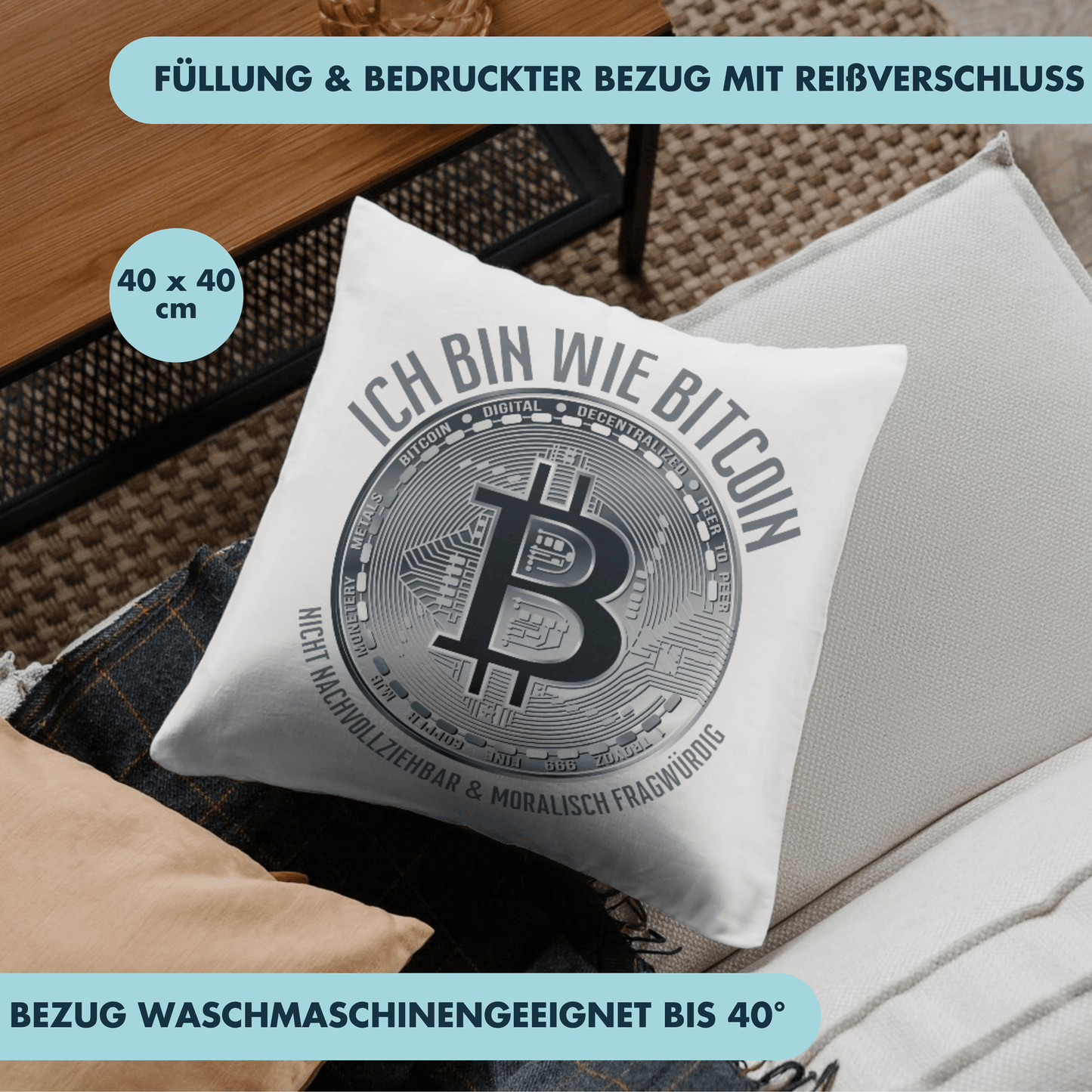 Ich Bin Wie Bitcoin Nicht Nachvollziehbar Und Moralisch Fragwürdig Deko Kissen