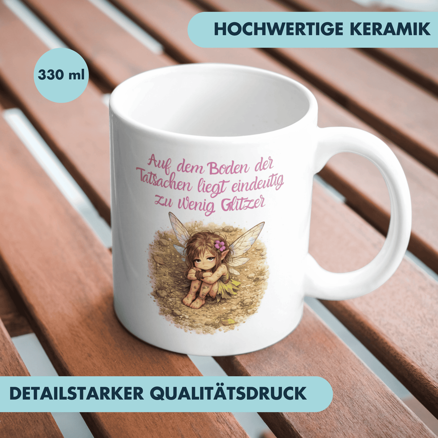 Auf Dem Boden Der Tatsachen Liegt Eindeutig Zu Wenig Glitzer Kaffee Tasse