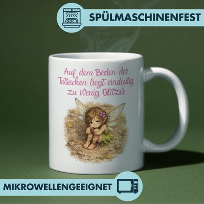 Auf Dem Boden Der Tatsachen Liegt Eindeutig Zu Wenig Glitzer Kaffee Tasse