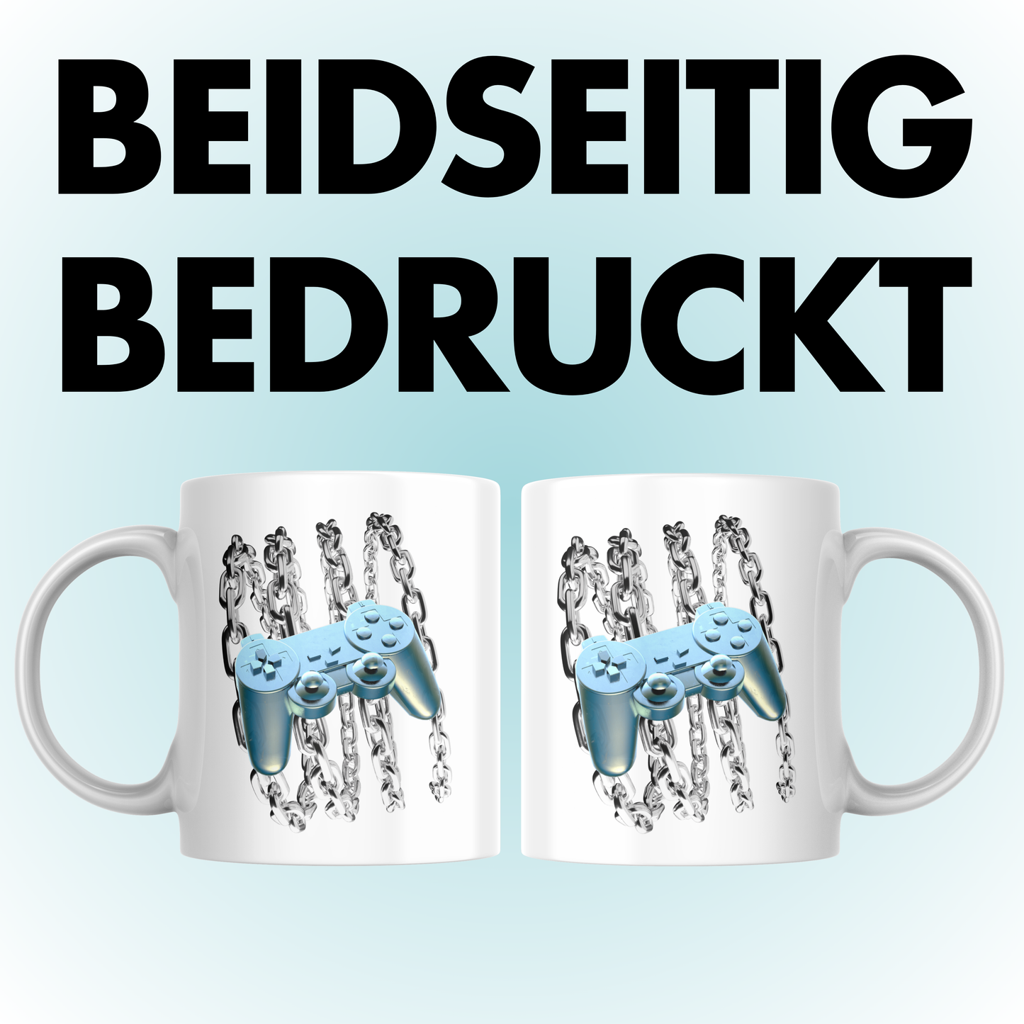 Blauer Chrome Controller Y2K Kaffee Tasse