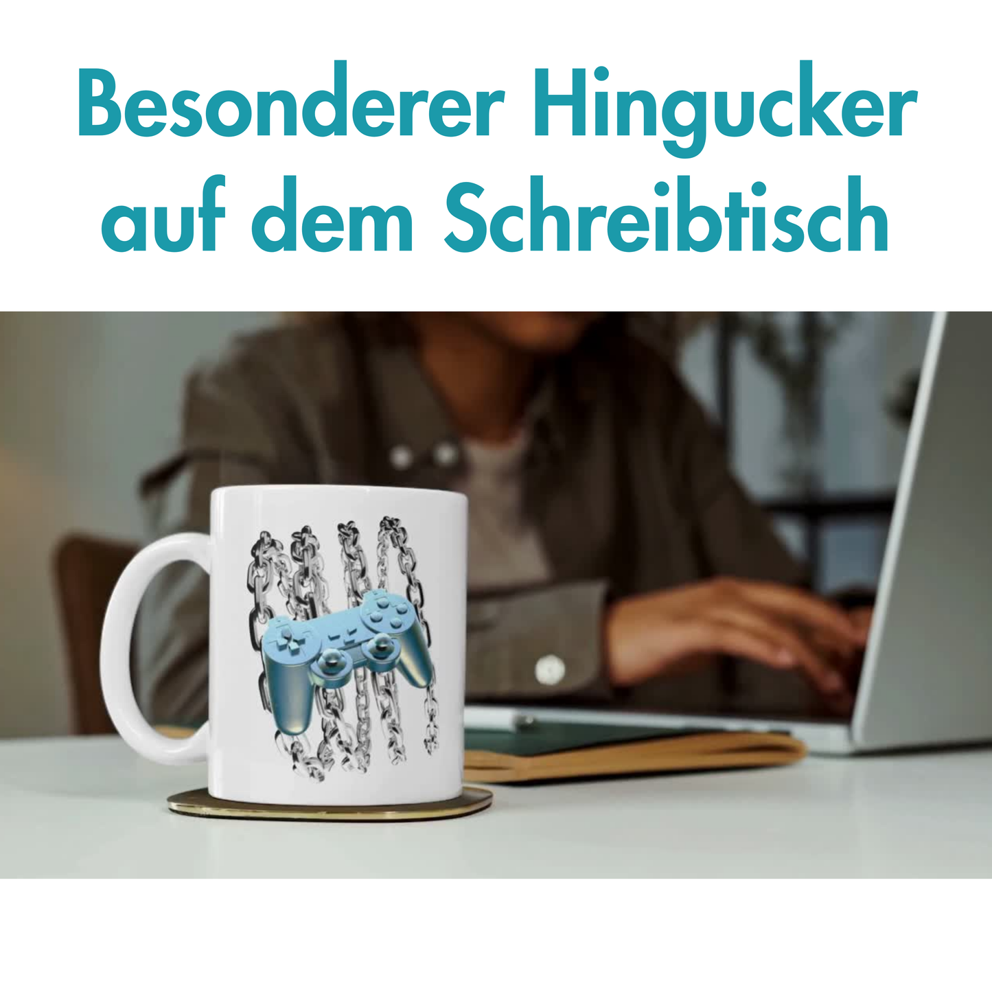 Blauer Chrome Controller Y2K Kaffee Tasse