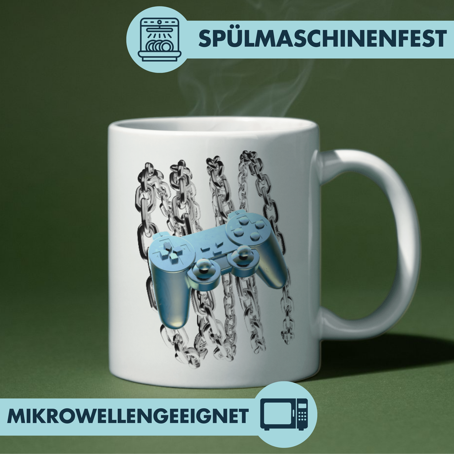 Blauer Chrome Controller Y2K Kaffee Tasse