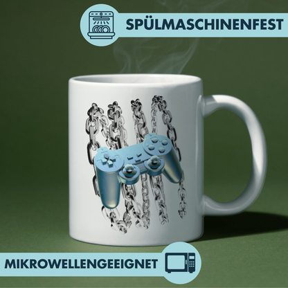 Blauer Chrome Controller Y2K Kaffee Tasse