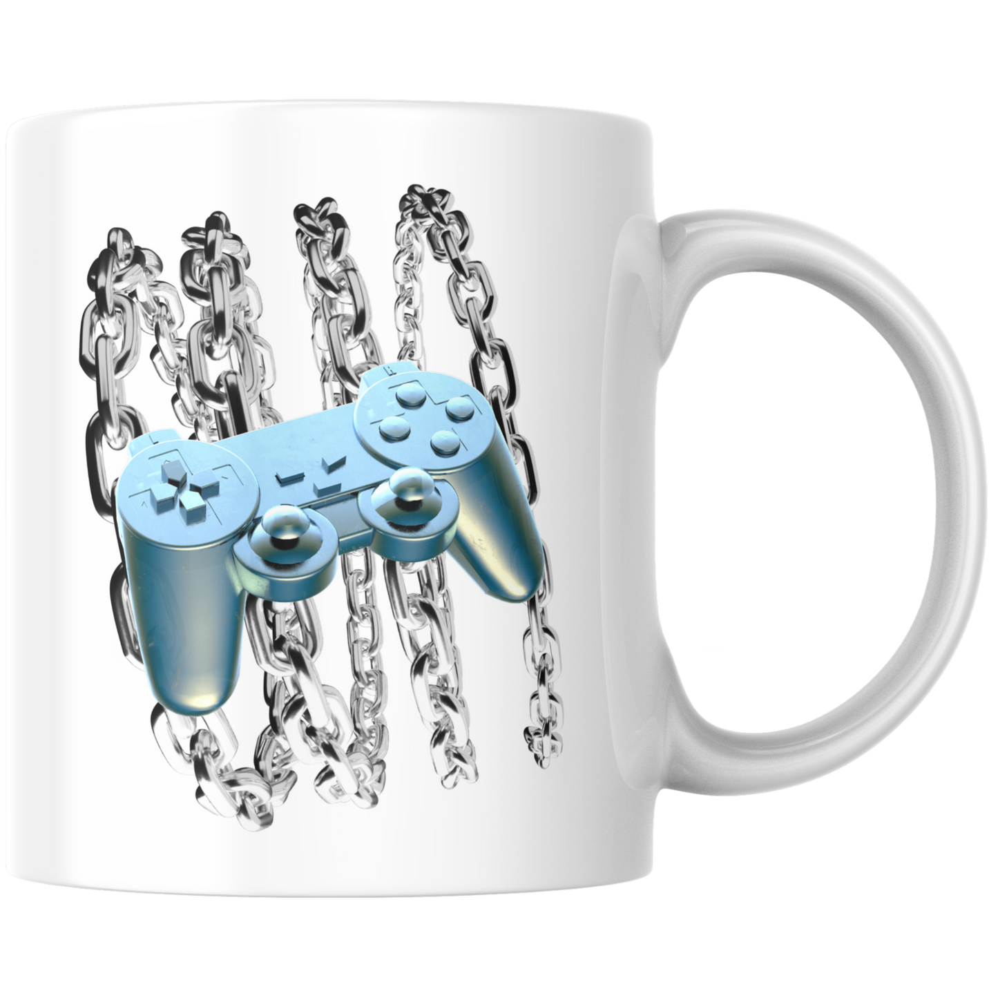 Blauer Chrome Controller Y2K Kaffee Tasse