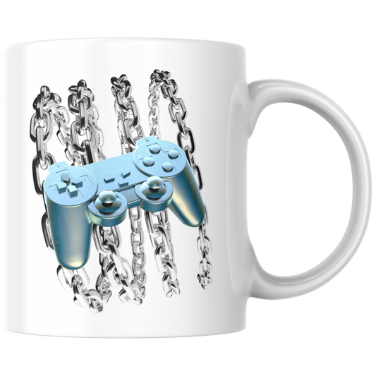 Blauer Chrome Controller Y2K Kaffee Tasse