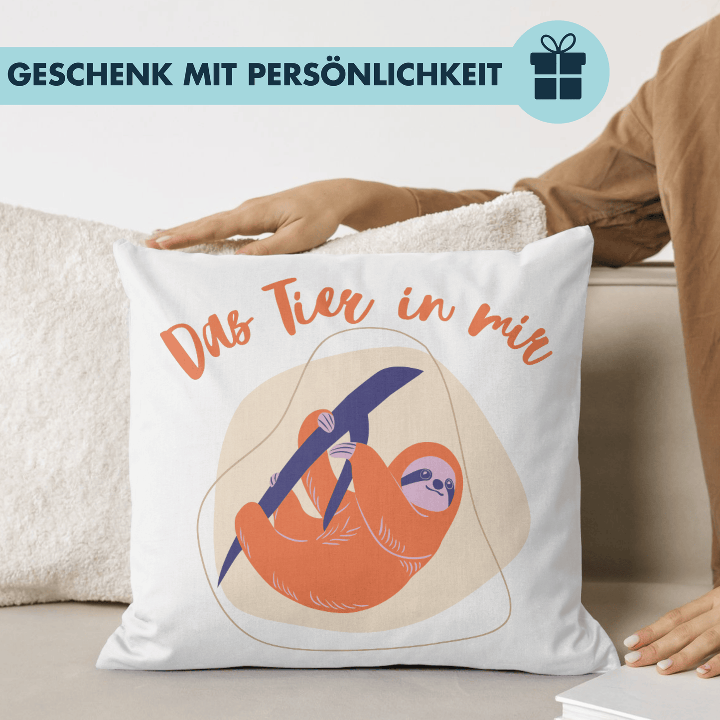 Das Tier In Mir Faultier Deko Kissen