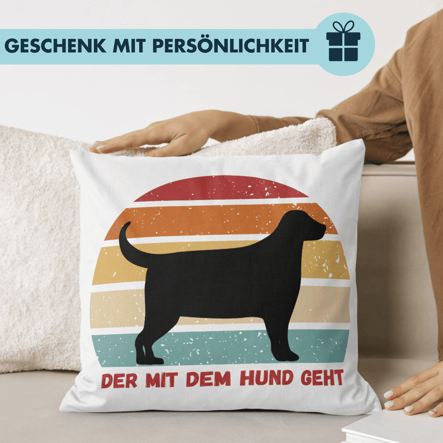 Der Mit Dem Hund Geht Gassi Wortspiel Deko Kissen