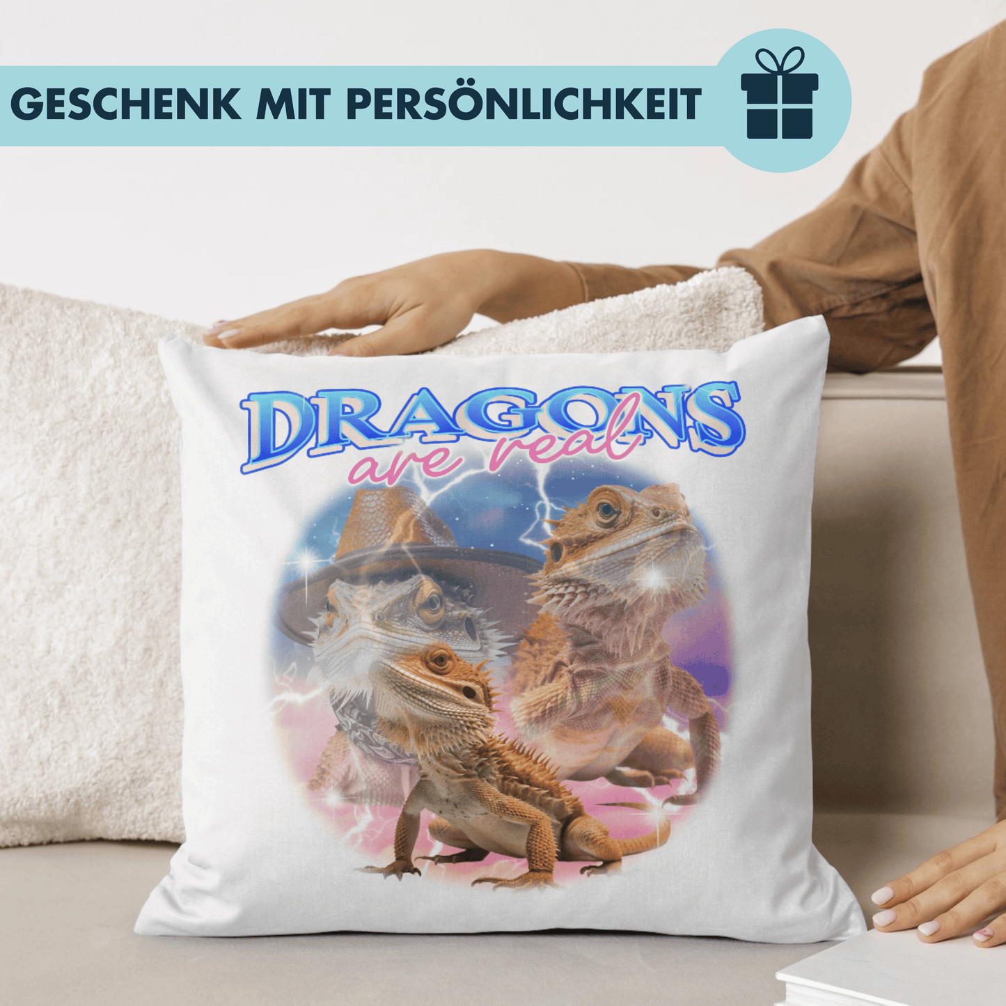 Bartagame Dragons Are Real Deko Kissen