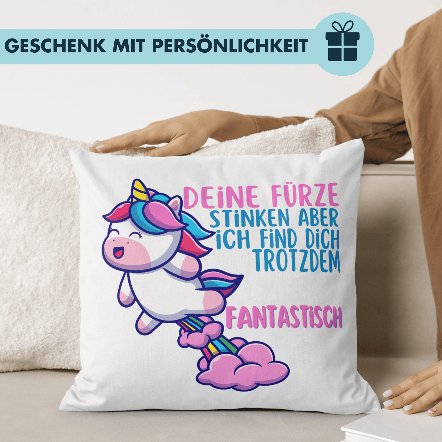 Einhorn Deine Fürze Stinken Aber Ich Find Dich Trotzdem Fantastisch Furz Deko Kissen