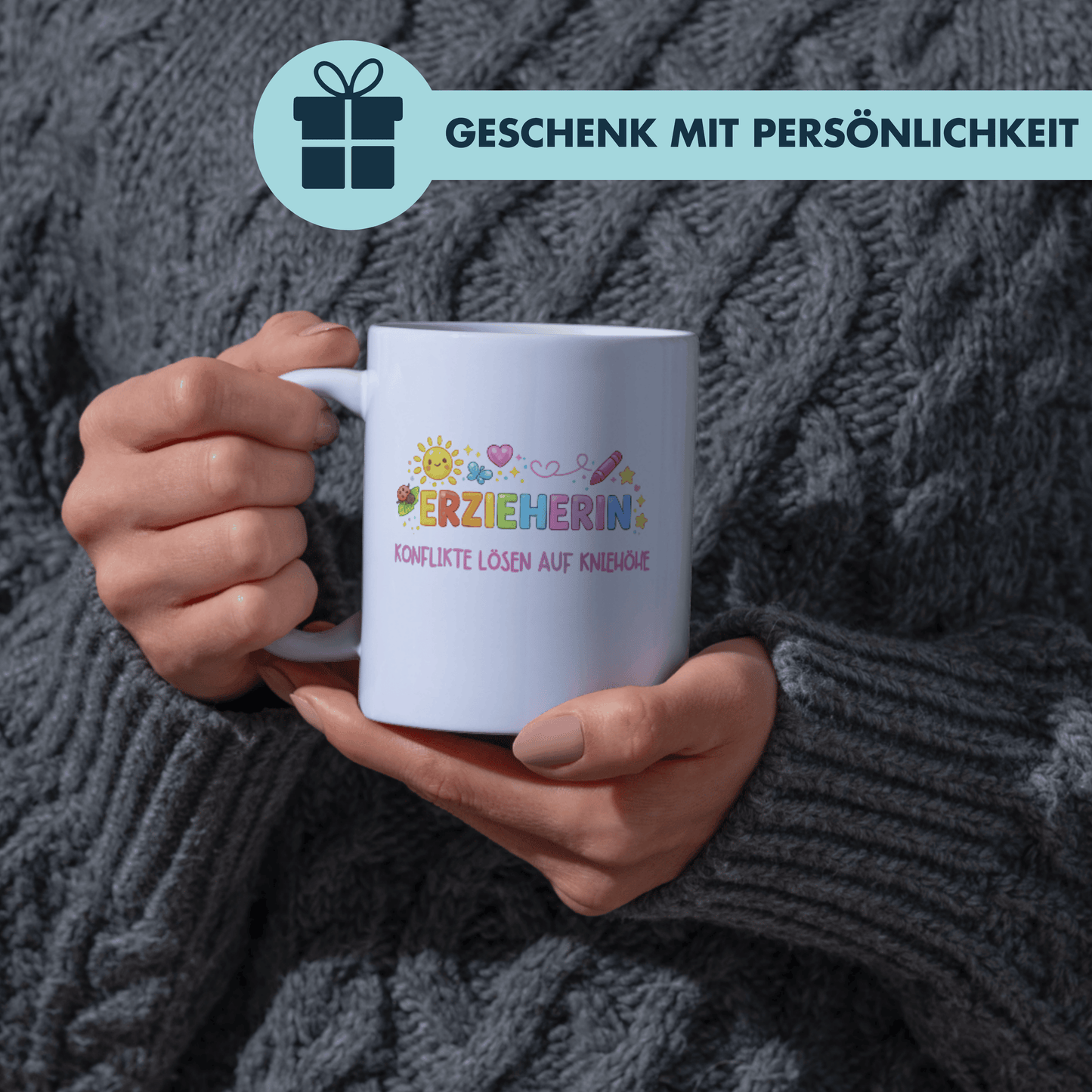 Erzieherin Konflikte Lösen Auf Kniehöhe Kaffee Tasse