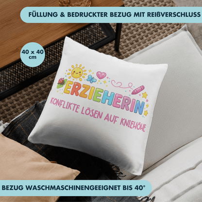 Erzieherin Konflikte Lösen Auf Kniehöhe Deko Kissen