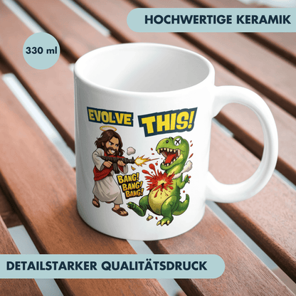 Evolve This Jesus T-Rex Kaffee Tasse