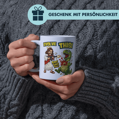 Evolve This Jesus T-Rex Kaffee Tasse