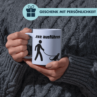 Exe Ausführen IT Wortspiel Programmierer Kaffee Tasse