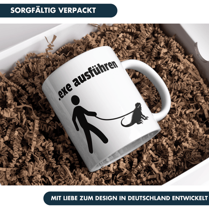 Exe Ausführen IT Wortspiel Programmierer Kaffee Tasse