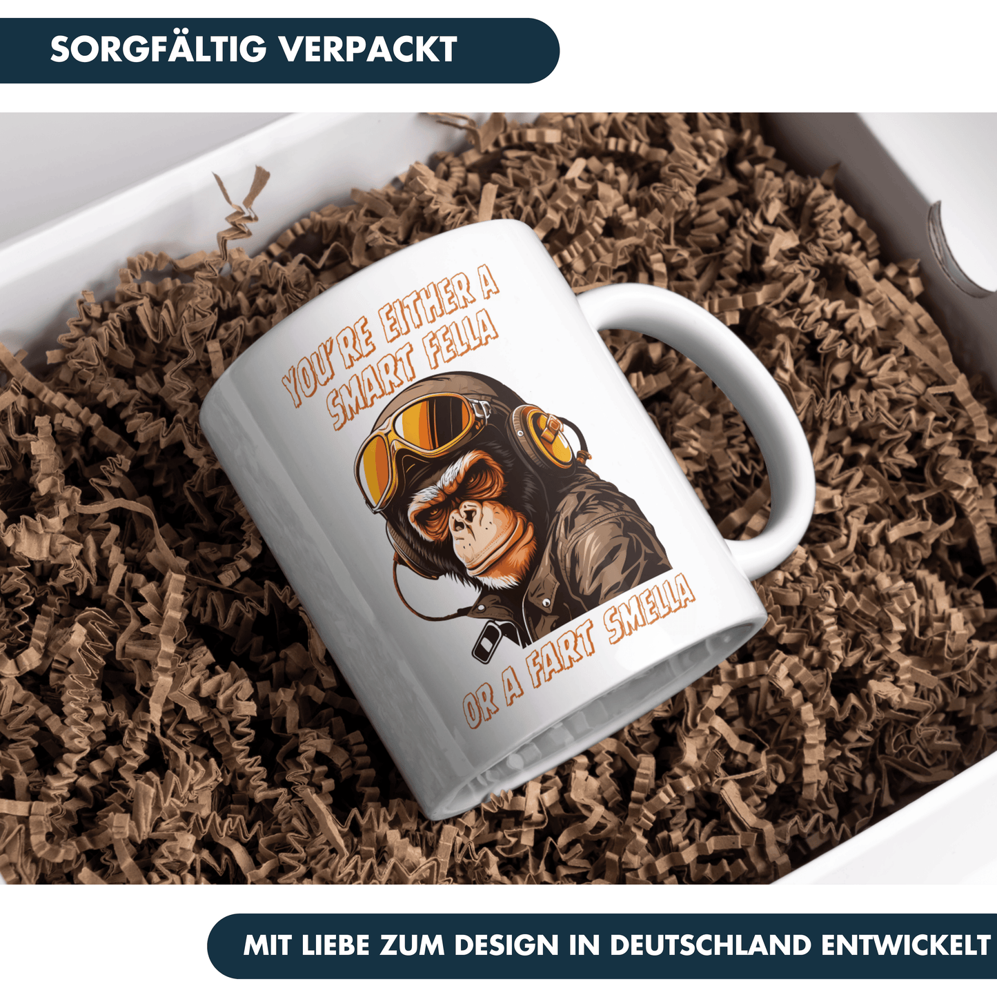 You're Either A Smart Fella Or A Fart Smella Affe Kaffee Tasse
